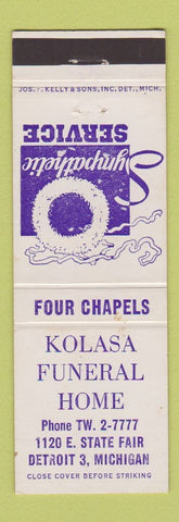 Matchbook Cover - Kolasa Funeral Home Detroit MI