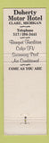 Matchbook Cover - Doherty Motor Hotel Clare MI