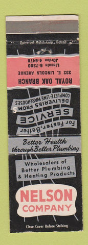 Matchbook Cover - Nelson Heating Plumbing Supply Royal Oak MI