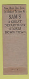 Matchbook Cover - Sams Cut Rate Department Store Detroit MI