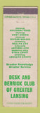 Matchbook Cover - Desk and Derrick Club of Lansing MI