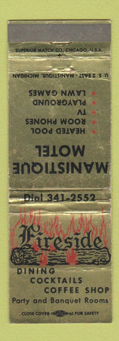 Matchbook Cover - Manistique Motel MI Fireside Restaurant WEAR