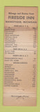 Matchbook Cover - Manistique Motel MI Fireside Restaurant WEAR