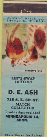 Matchbook Cover - DE Ash Match Collector Minneapolis MN