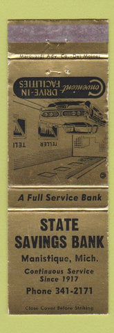 Matchbook Cover - State Savings Bank Manistique MI