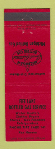 Matchbook Cover - Fife Lake Bottled Gas MI low phone # RED