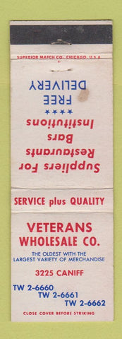 Matchbook Cover - Veterans Wholesale Restaurant Supply Hamtramck MI WEAR