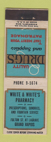 Matchbook Cover - White & White's Pharmacy Drugs Grand Rapids MI