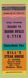 Matchbook Cover - Bill's Steak House Gladwin MI WORN