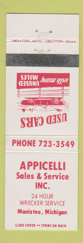 Matchbook Cover - Appicelli Used Car Sales Manistee MI