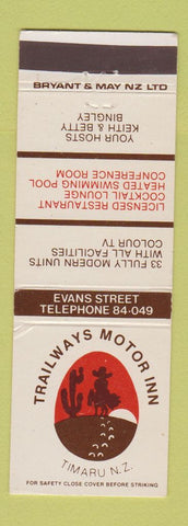Matchbook Cover - Trailways Motor Inn Timaru New Zealand