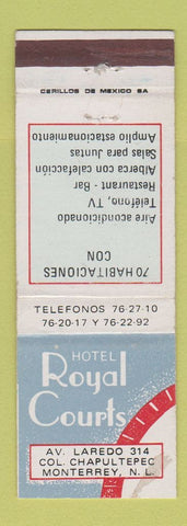 Matchbook Cover - Hotel Royal Courts Monterrey Mexico WEAR