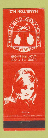 Matchbook Cover - Lord & Lady Hair Salon Hamilton New Zealand girlie