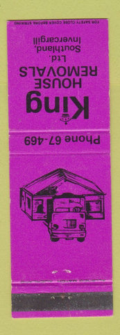 Matchbook Cover - King House Removals Southland Invercargill New Zealand