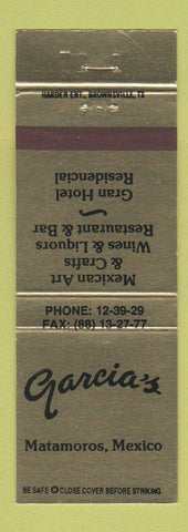 Matchbook Cover - Garcai's Restaurant Gran Hotel Matamoros Mexico