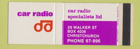 Matchbook Cover - Car Radio Christchurch New Zealand SAMPLE WEAR