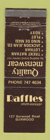 Matchbook Cover - Raffles Men's Clothes Burwood Australia WEAR