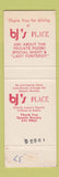 Matchbook Cover - BJ's Place Restaurant Fitzroy Australia