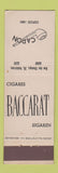 Matchbook Cover - Caron Pipes Baccarat Cigars Belgium