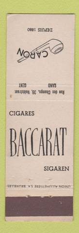 Matchbook Cover - Caron Pipes Baccarat Cigars Belgium