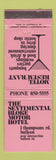 Matchbook Cover - Sentimental Bloke Motor Hotel Bulleen Australia WEAR