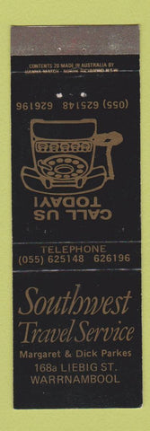 Matchbook Cover - Southwest Travel Service Warrnambool Australia