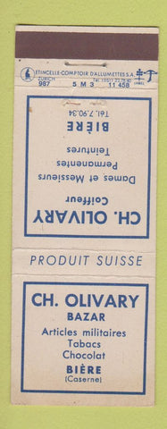 Matchbook Cover - Ch Olivary Coifffeur Biere Switzerland