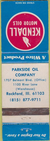 Matchbook Cover - Kendall Oil gas Rockford IL WEAR
