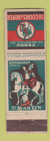 Matchbook Cover Winter Relief Union Allumettiers Brussels Belgium St Martin WEAR