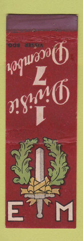Matchbook Cover - EM 17 Divisie December Visser Bdg Dutch