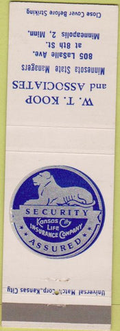Matchbook Cover - KC Life Insurance Co WT Koop Minneapolis MN