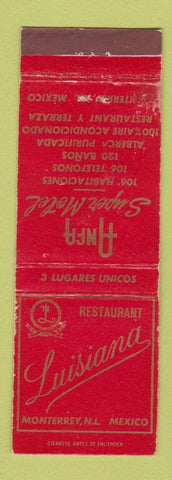 Matchbook Cover - Luisiana Restaurant Monterrey Mexico Anfa Motel WEAR