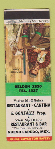 Matchbook Cover - Restaurant Cantina Nuevo Laredo Mexico