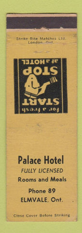 Matchbook Cover - Palace Hotel Elmvale ON low phone #