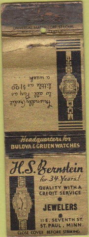 Matchbook Cover - HS Bernstein ST Paul MN Jewelery POOR