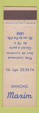 Matchbook Cover - Maxim Dancing Belgium