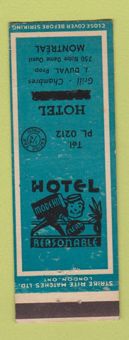 Matchbook Cover - Hotel Montreal QC BLACKED OUT NAME