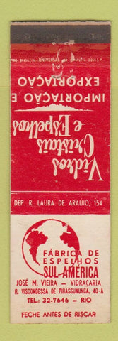 Matchbook Cover - Fabrica De Espelhos Sul America Rio De Janeiro Brazil
