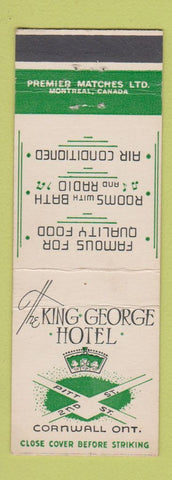 Matchbook Cover - King George Hotel Cornwall ON