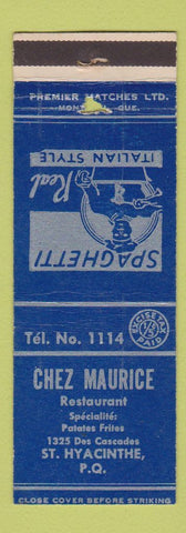 Matchbook Cover - Chez Maruice St Hyacinthe QC WORN