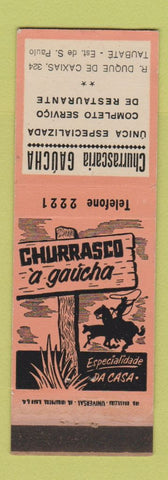 Matchbook Cover - Churrasco Gaucha Restaurant Taubate Brazil Brasil