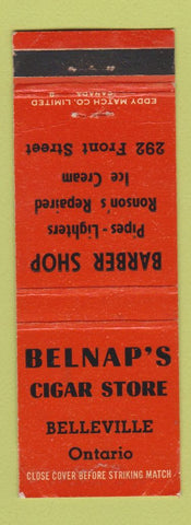 Matchbook Cover - Belnap's Cigar Store Belleville ON Barber Shop