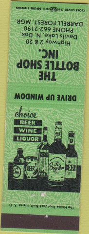 Matchbook Cover - Bottle Shop Inc Devils Lake ND Green