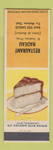 Matchbook Cover - Restaurant Nadeau Matane QC