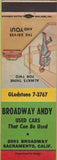 Matchbook Cover - Broadway Andy Used Cars Sacramento CA