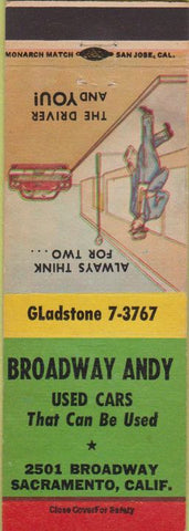 Matchbook Cover - Broadway Andy Used Cars Sacramento CA
