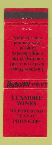 Matchbook Cover - Luxmore Wines Te Anau New Zealand