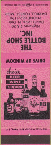 Matchbook Cover - Bottle Shop Inc Devils Lake ND Pink