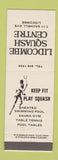 Matchbook Cover - Lidcombe Squash Centre Lidcombe Australia billiards