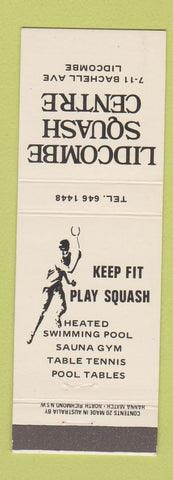 Matchbook Cover - Lidcombe Squash Centre Lidcombe Australia billiards